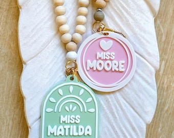 Personalised Beaded Teacher Lanyard: Teacher educator nurse gift