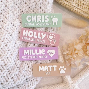 Personalised Name Badge with symbol: Nurse Name Tag, Nurse, Doctor, Teacher, educator, dentist, graduation and midwife gift