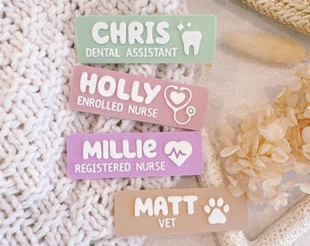 Personalised Name Badge with symbol: Nurse Name Tag, Nurse, Doctor, Teacher, educator, dentist, graduation and midwife gift