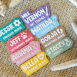 Insignias personalizadas / Insignias / Educador / Enfermero / Médico / Profesor / Dentista / Partera / Aprendiz / Cafetería / Restaurante