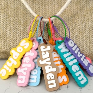 Personalisierte Name Tasche Schlüsselanhänger | Custom Taschenanhänger für Kinder | Personalisierter Taschenanhänger | Kinder Schule Taschenanhänger Kindergarten Taschenanhänger | Schultüten Anhänger