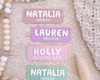 Personalised Name Badge with symbol : Nurse Name Tag, Registered Nurse, Doctor, Teacher, educator, dentist and midwife gift