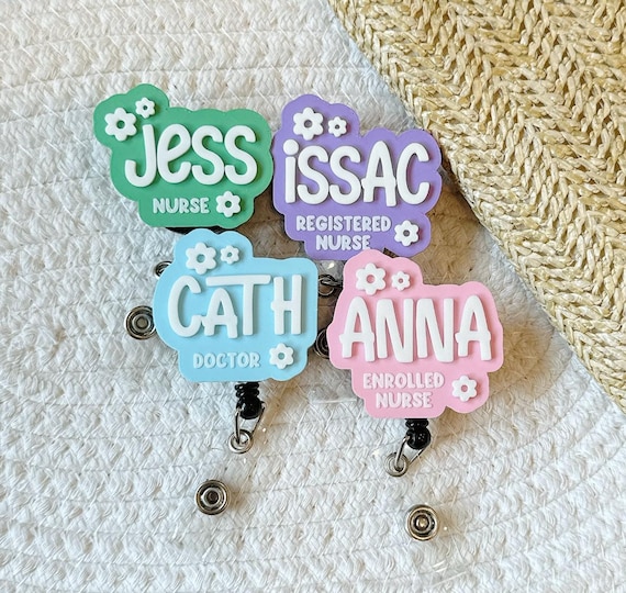 Personalised Name Badge Reel, ID Holder: Nurse Name Tag, Nurse, Educator, Teacher, Doctor, Midwife, Graduation and Dentist gift