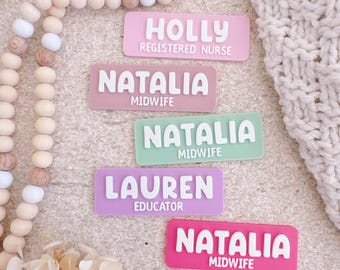 Personalised Name Badge with symbol : Nurse Name Tag, Registered Nurse, Doctor, Teacher, educator, dentist and midwife gift