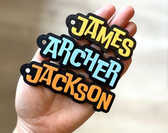 Personalised Name Bag Keyring | Custom Bag tag for kids | Personalized Bag Tag | Kids School Bag tag | Boys bag tags | School bag tag