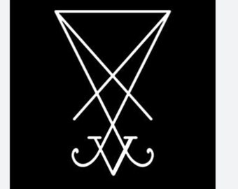 May include: A white, stylized symbol of a pentagram with a cross inside, and a stylized letter 'X' below the pentagram.