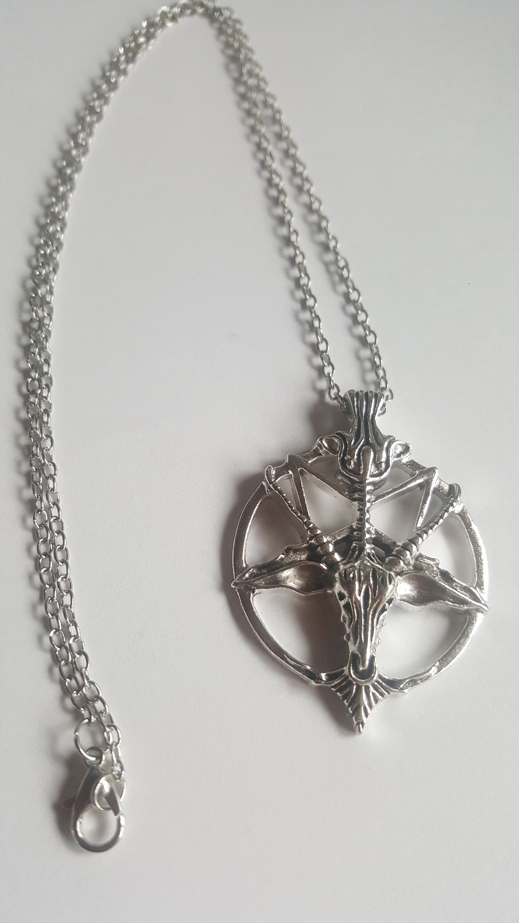 Baphomet Satanic Goat Inverted Pentagram Silver Finish Pendant Necklace Etsy Canada