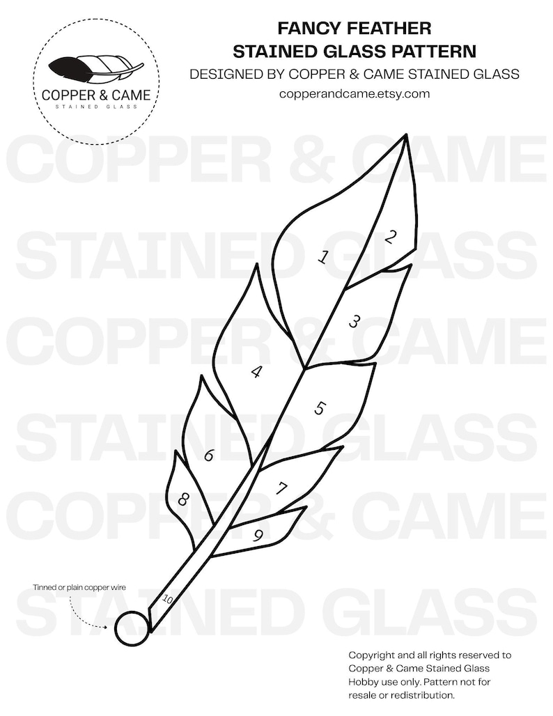 Digital Pattern - Easy Feather Stained Glass Suncatcher PDF File image 2