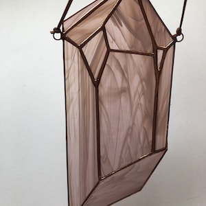 Stained glass rose quartz suncatcher