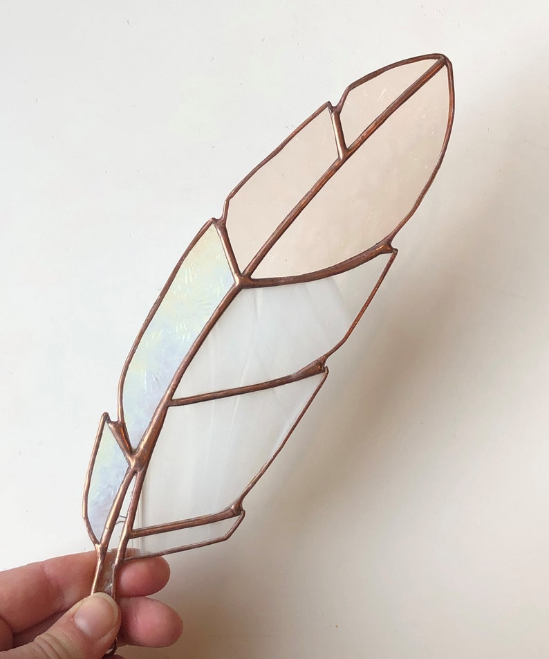 Custom Made to Order Stained Glass Feather Suncatcher image 8