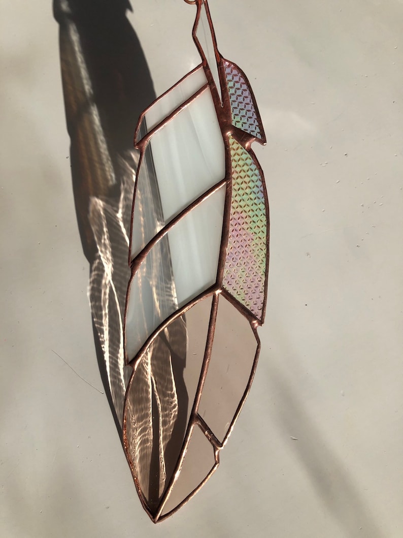 Custom Made to Order Stained Glass Feather Suncatcher image 2