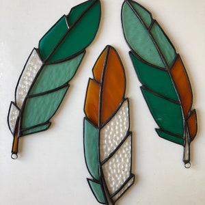 Custom Made to Order Stained Glass Feather Suncatcher image 4