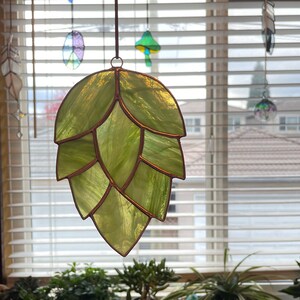 Stained glass HOPS Suncatcher, Glass Ornament, Window Décor image 3