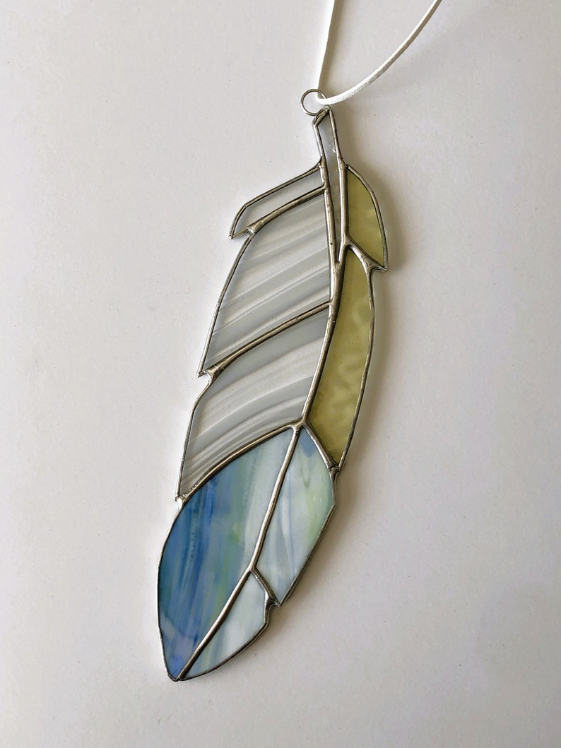 Custom Made to Order Stained Glass Feather Suncatcher image 9