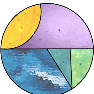 Easy Beginner Stained Glass Pattern - Round Abstract Geometric Landscape Suncatcher, PDF Pattern File