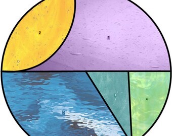 Easy Beginner Stained Glass Pattern - Round Abstract Geometric Landscape Suncatcher, PDF Pattern File