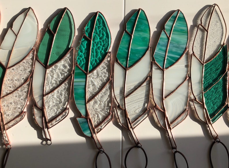 Custom Made to Order Stained Glass Feather Suncatcher image 10