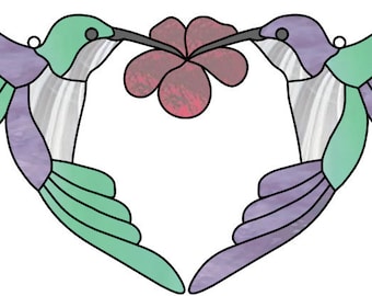 Hummingbird Heart Stained Glass Pattern: Suncatcher PDF File