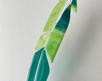 Glass Feather Suncatcher, turquoise green, acid green, bright green Fused Glass, Stained Glass, Light Catcher, Lead Free, Window Art Decor