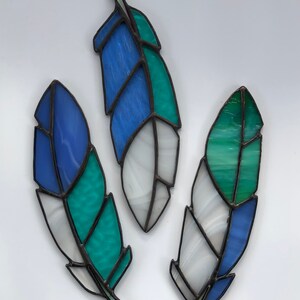 Custom Made to Order Stained Glass Feather Suncatcher image 6