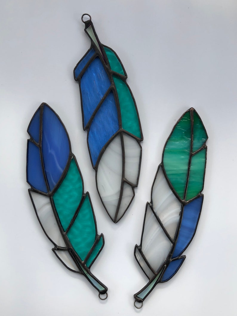 Custom Made to Order Stained Glass Feather Suncatcher image 6