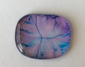 Fused Glass Cabochon - Purple and Blue - Handmade Jewelry Glass Gem - Craft Supplies - Custom Glass Charm - Pendant