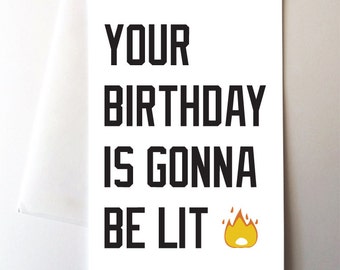Lit Emoji Birthday Card