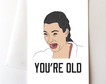 Crying Meme Birthday Card, Funny Joke Dark Humor Old Millennial You're Old