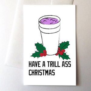 Doppel Tasse lean Frohe Weihnachtskarte, Trill, lustig, Kapuze, Rap, Codein