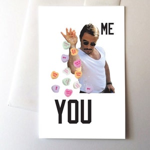 Salz Bae Meme glücklich Valentinstag Grußkarte, lustige Candy Herzen Memes