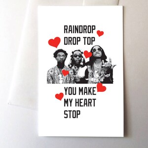 Bad & Boujee Raindrop Drop Top Love Tarjeta de felicitación