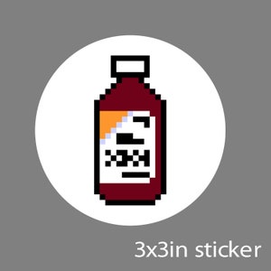 8 Bit Actavis Bottle Sticker, Funny Video Gamer Drank Lean Promethazine Codeine Double Cup Texas Tea