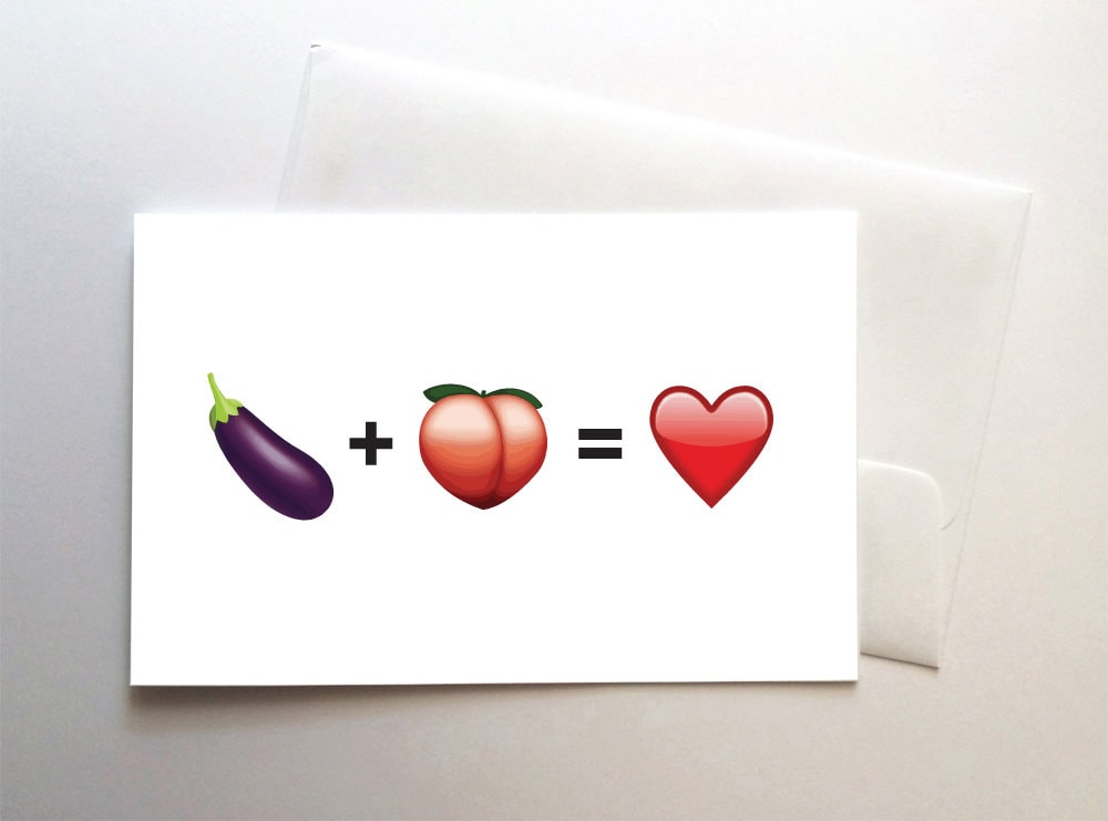 Lustige Aubergine Pfirsich Liebe Herz Emoji Grusskarte Etsy