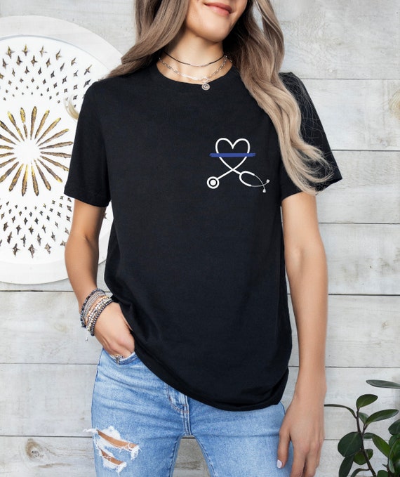 Thin Blue Line Nurse Stethoscope T-Shirt Nurse T-Shirt Thin Blue Line Nurse Stethoscope T-Shirt Nurse T-Shirt