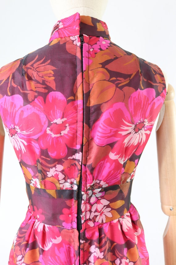 XS 1960s Black White Floral Maxi Dress