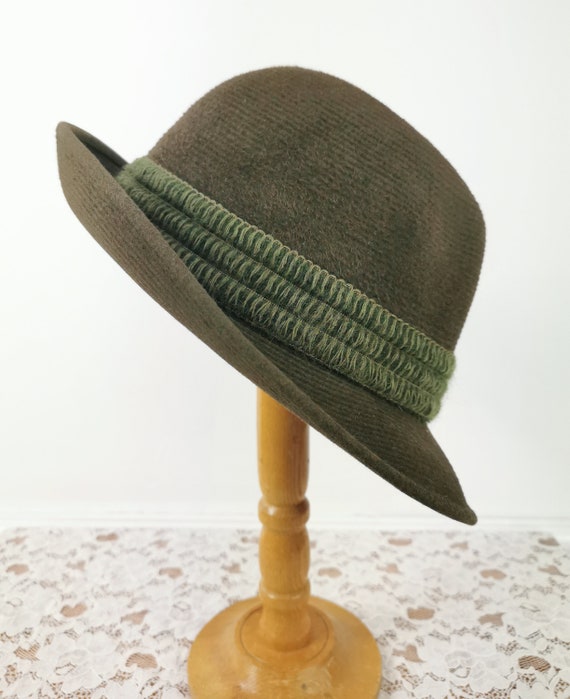 Vintage Trilby, Vintage Hat, Green Felt Trilby, Ar