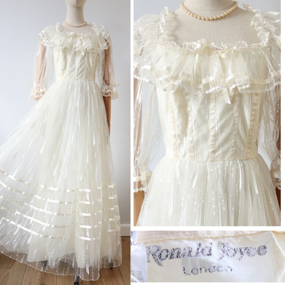 Vintage 80s Wedding Dress by Ronald Joyce London Victorian Style Size ...
