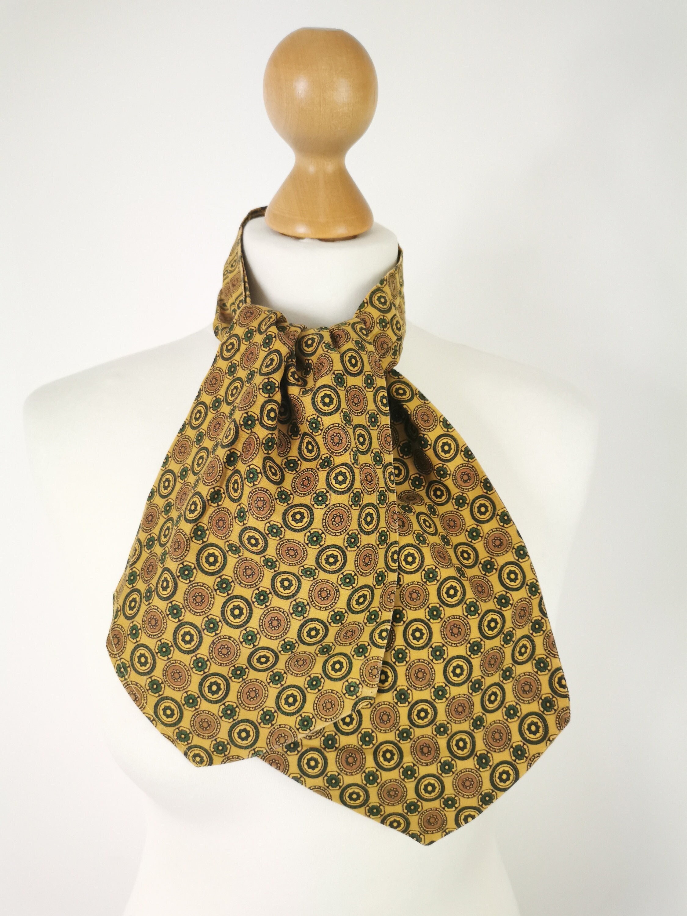 1940s Cotton Cravat Ascot Goodwood Revival Races Vintage Neck Tie Target Floral Style Print