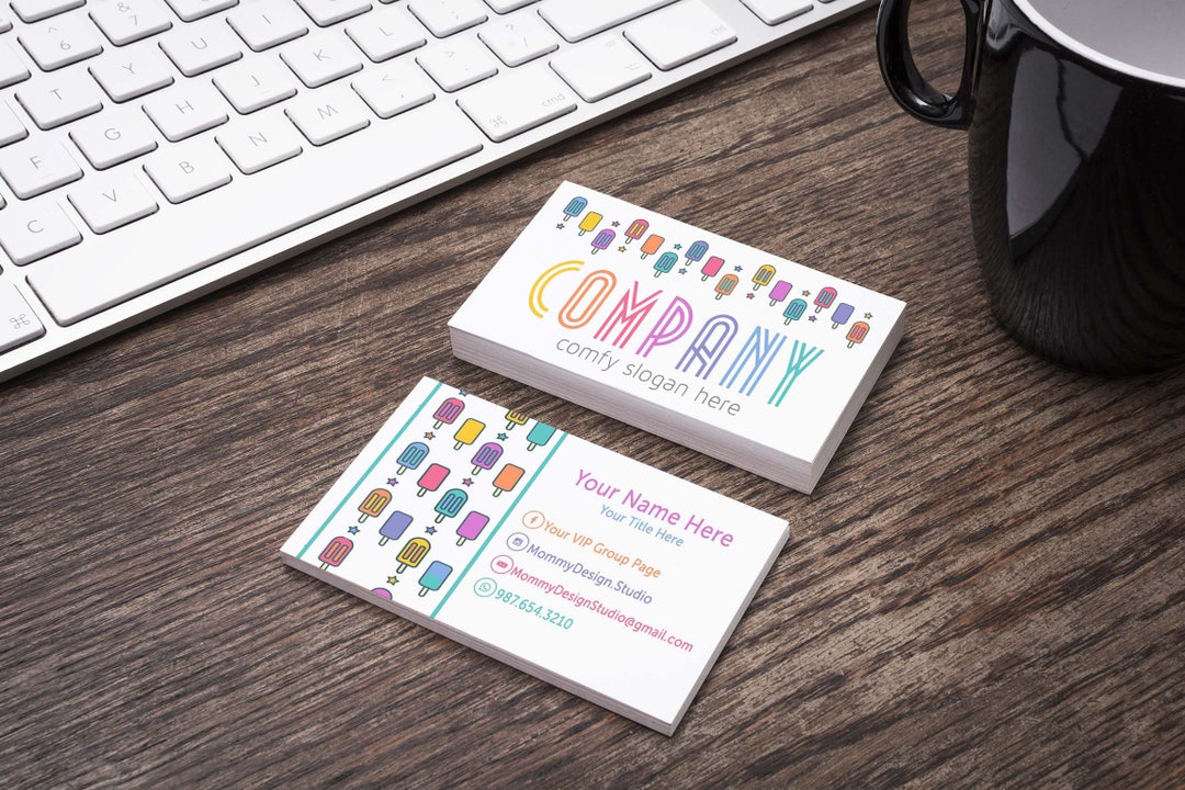 Multi Colored Popsicle Business Card Home Office Approved Etsy