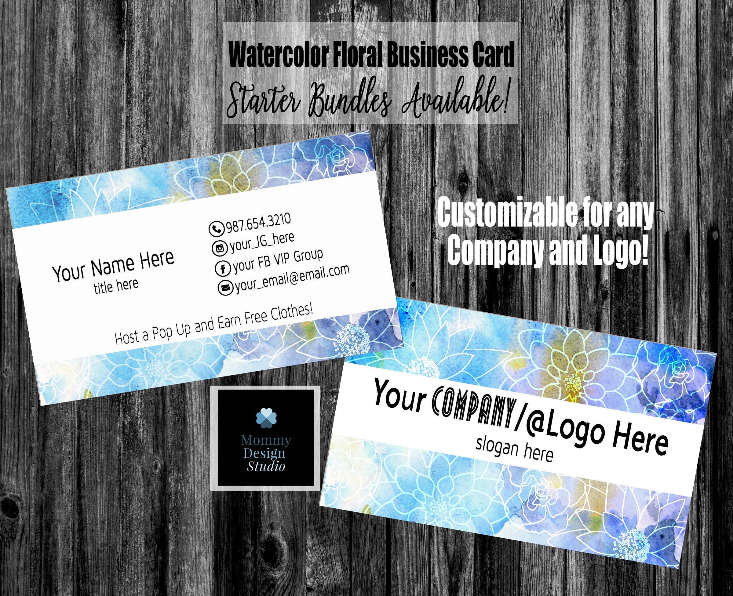Watercolor Floral Business Card - Direct Sales MLM Card and Bundles - Home  Office Approved Branding Guide Fonts Colors Available - Digital Pertaining To Advocare Business Card Template