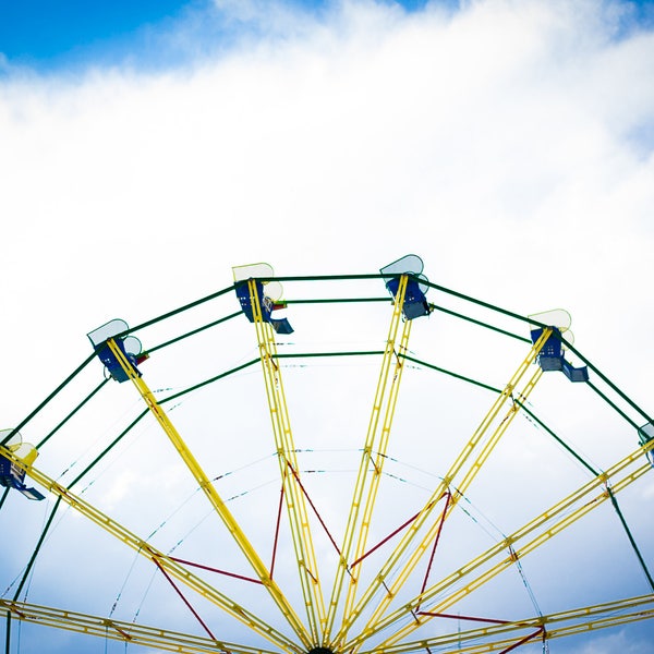 Digital Photography Download Fine Art Photo Full Color Ferris Wheel And Blue Sky Nursery Childrens Wall Art Home Decor