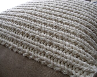 16" knit ottoman-wool cushion-linen wool footstool-knit chair-wool knitting pouf-pouf footstool-kids pouf-nursery pouf-chunky wool