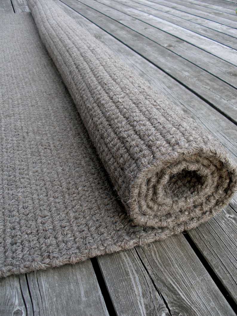 2.42m X 2.47m Brown Square Wool Ruglarge Floor Rugcrocheting Etsy