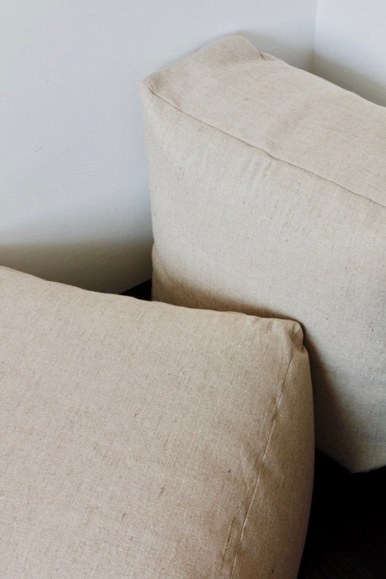 Linen Ottomancushionfootstoolsitting Chairpouf Etsy