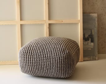super chunky soft wool ottoman-pouf-ottoman-eco wool chair-knitting woolen pouf-floor pouf-square kids pouf-handmade ottoman