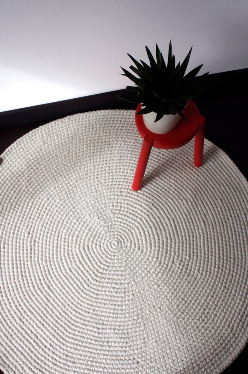 7175 White Wool Ruground Wool Rugknitting Etsy