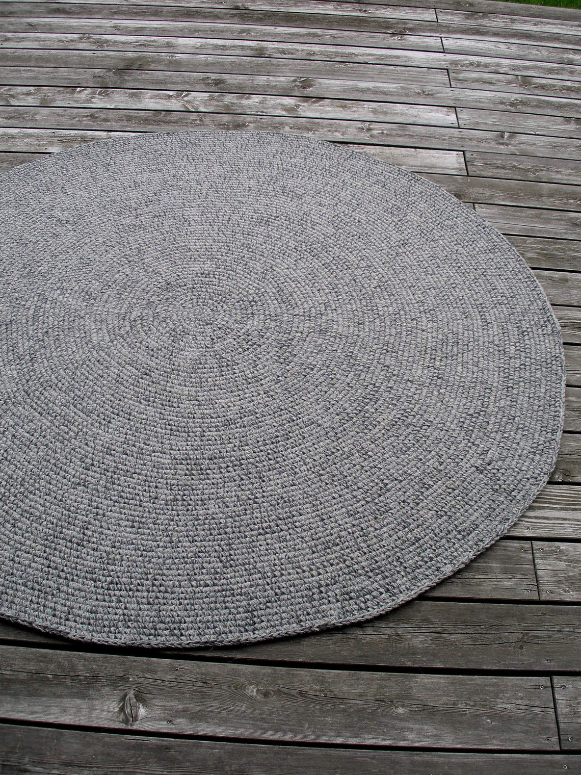 5160 gray round wool rugliving room rugknitted Etsy