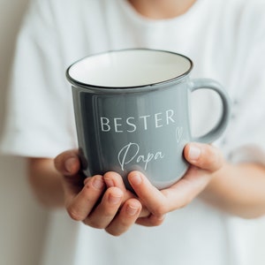 Dad cup campfire cup Best Dad, enamel cup XXL, enamel mug, Father's Day gift, coffee mug, stoneware gift idea image 2