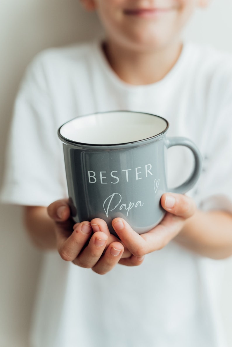 Dad cup campfire cup Best Dad, enamel cup XXL, enamel mug, Father's Day gift, coffee mug, stoneware gift idea image 2