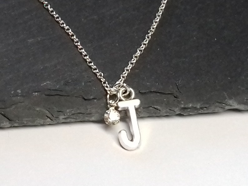 Letter J Necklace Initial Pendant Sterling Silver Personalized Etsy